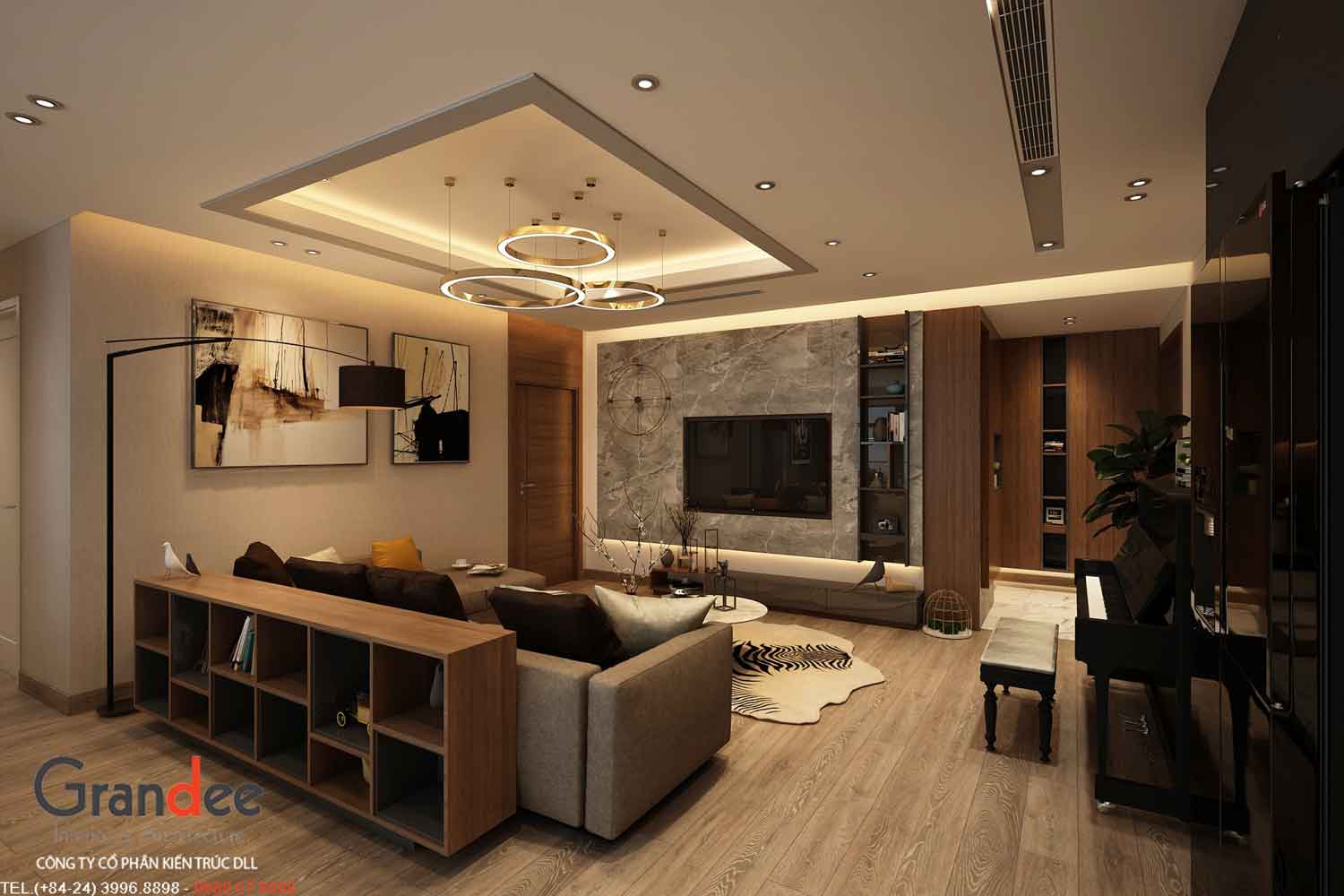Thiết kế nội thất phòng khách chung cư Imperia Sky Garden Nguyễn Tuân