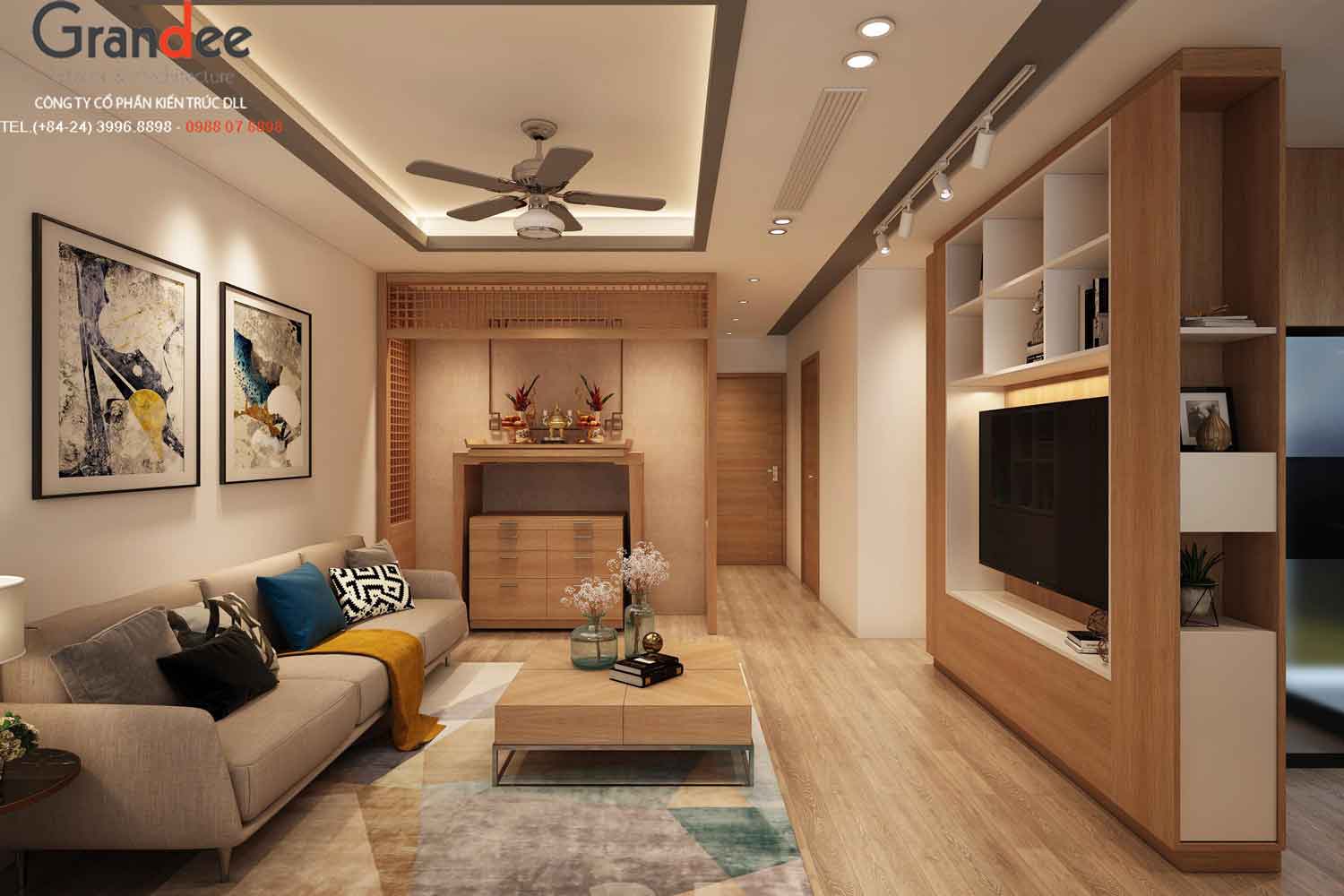 Thiết kế nội thất phòng khách chung cư The Legacy Ngụy Như Kon Tum