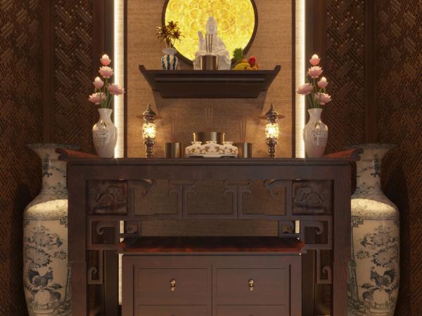 Thiết kế nội thất phòng thờ biệt thự Splendora An Khánh Hà Nội